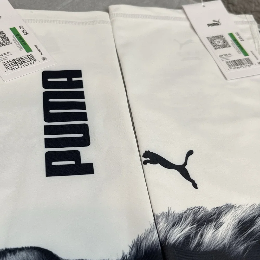 Puma Christian Pulisic Soccer Compression Arm Sleeves White Tiger Tattoo Pair L